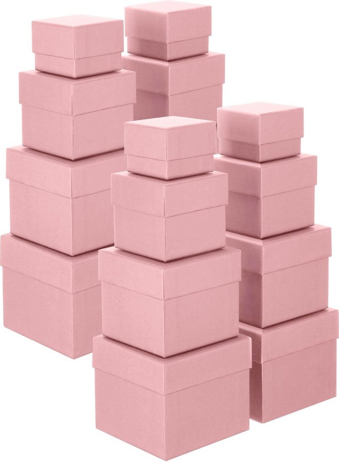 Yahenda 16 Pack Valentine's Day Square Nesting Gift Boxes with Lids 4 Assorted Sizes Galentines Gift Boxes with Lids for Valentines Wedding Bridal Shower Birthday Party Favor(Pink) - Image 1